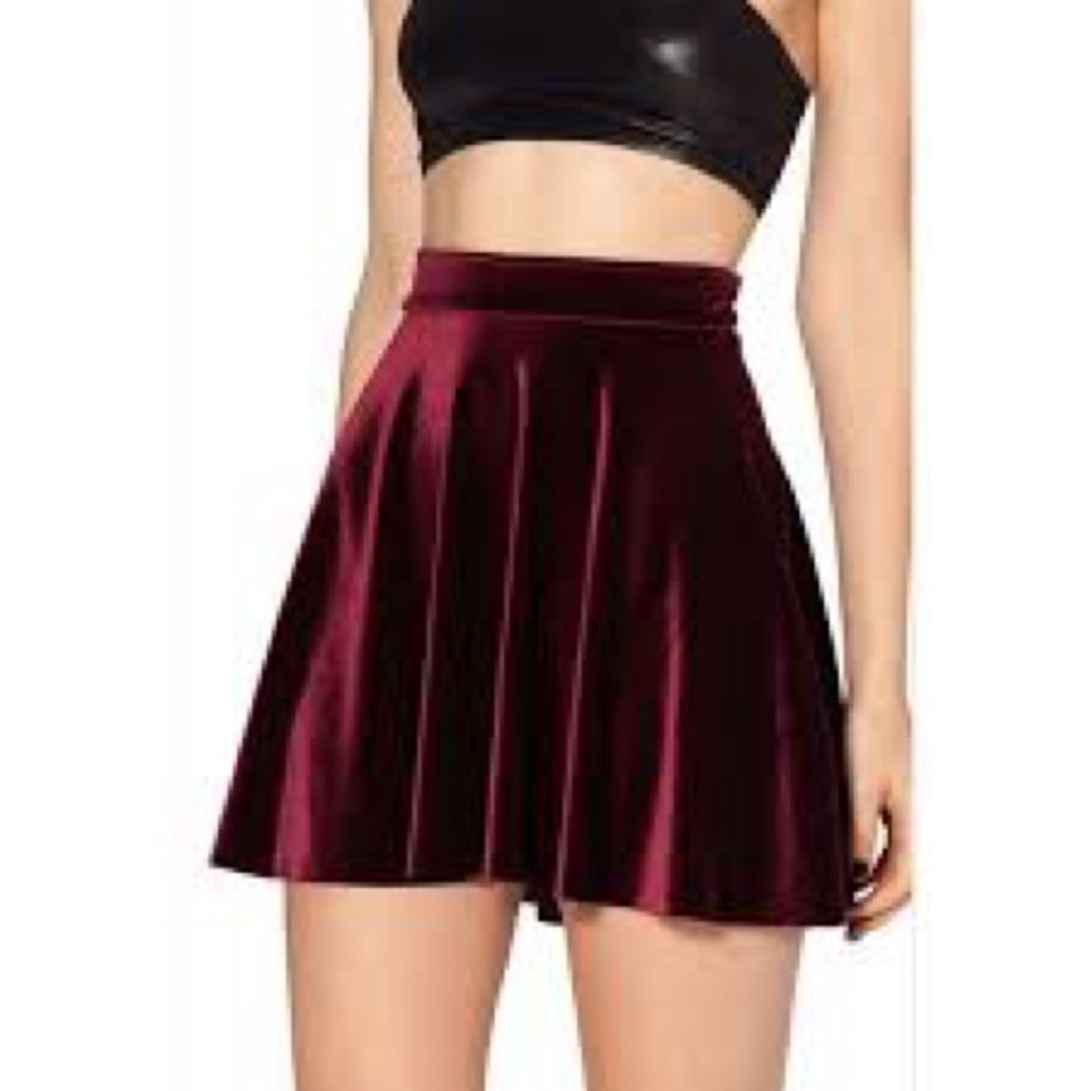 american apparel velvet burgundy skater skirt